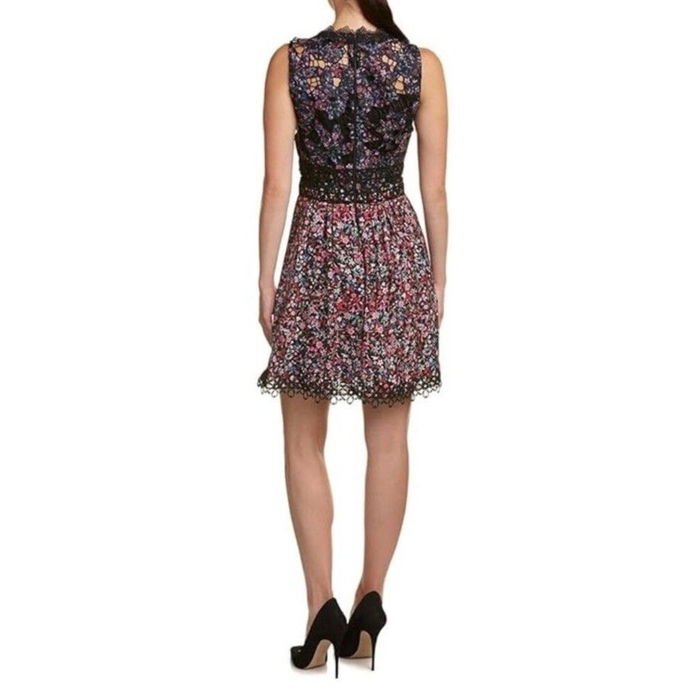 ELIE TAHARI $498 Floral Embroidered Lined Sheath Dress Size 4 Pink/black EUC - Picture 3 of 9